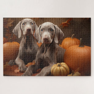 Weimaraner Welpe Autumn Delight Pumpkin Puzzle