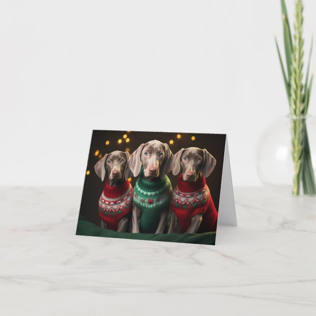 Weimaraner Welpen Weihnachtskarte Karte (Vorderseite)