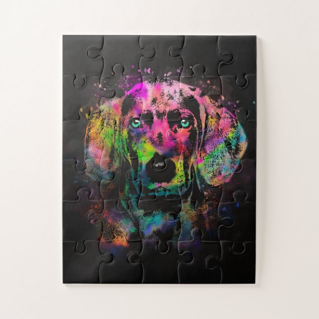 Weimaraner Welpenfarbspritze Puzzle (Vertikal)