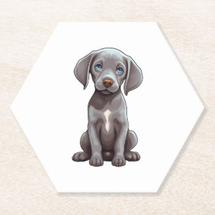 Weimaraner Welppy Niedlich Cartoon Portrait Illust Untersetzer