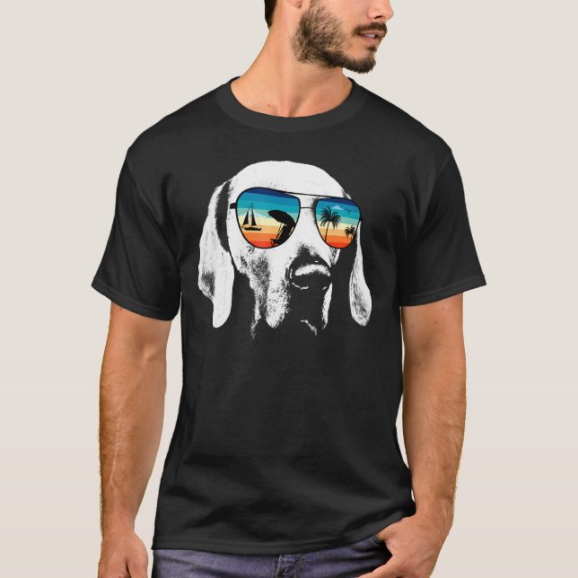 Weimeraner Labrador mit Brillen Sonnenbrille Retro T-Shirt (Vorderseite)