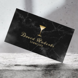 Wein-Barkeepersommelier-moderner dunkler Marmor Visitenkarte