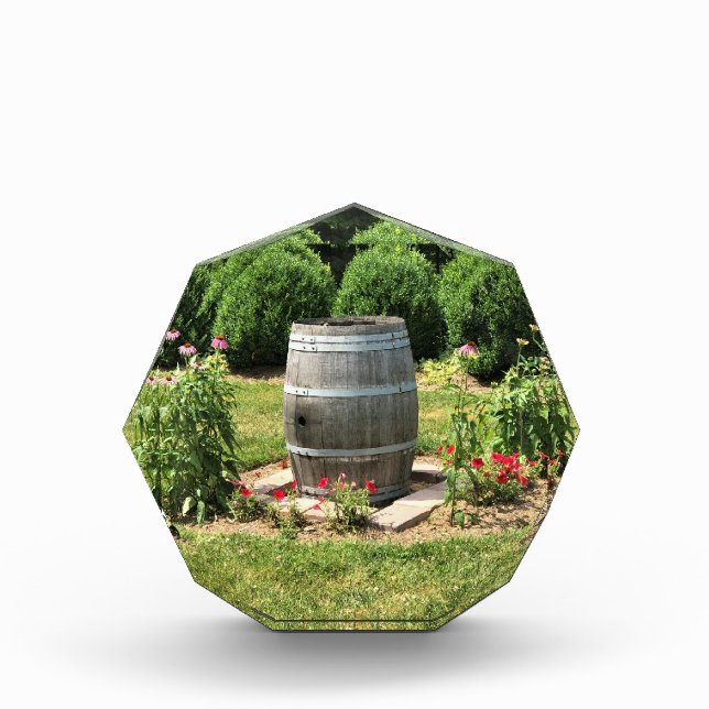 Wein Barrel Garden Deco, Chateau Morrisette, VA Fotoblock (Vorderseite)