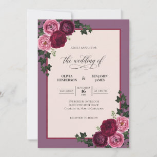 Wein-Beeren-Bouquet-Hochzeit Einladung