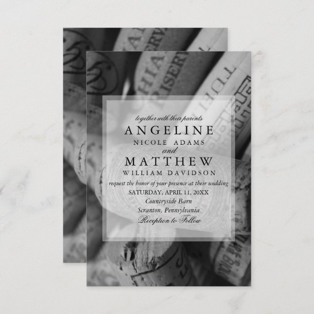 Wein bekorkt Hochzeits-Einladungen Einladung (Vorne/Hinten)