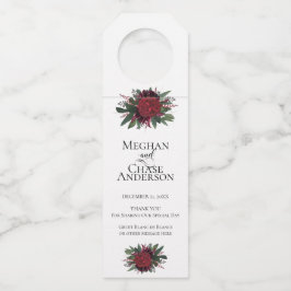 Wein Bier Wasser | Elegant Rich Burgundy Marsala Flaschenanhänger