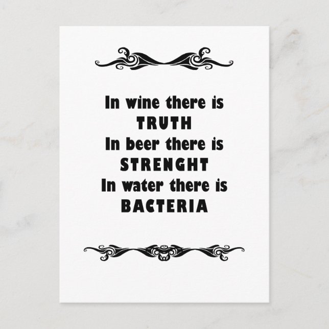 Wein Bier Wasser Postkarte (Vorderseite)