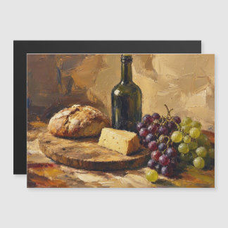 Wein Brot Käse Trauben Abstrakte Kunstmalerei Magnetkarte
