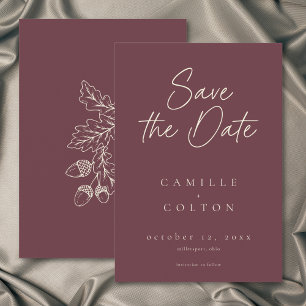 Wein Burgunder Blatt Eichel Herbst Minimalistische Save The Date