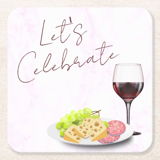 Wein & Charcuterie Rechteckiger Pappuntersetzer (Vorderseite)