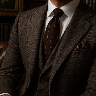 Wein Cigar Gentleman's Herringbone Tweed Krawatte