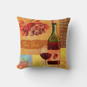 Wein-Collage im Vintage-Stil mit einer Wasserfarbe Kissen