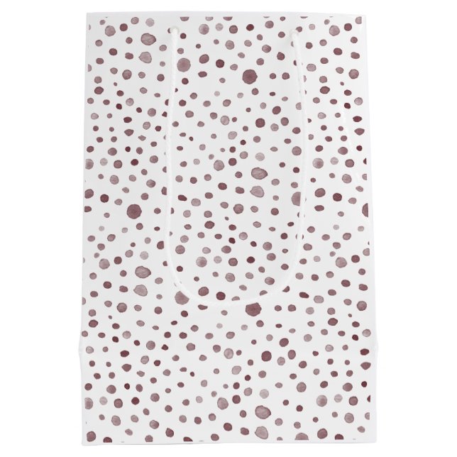 Wein Confetti Wasserfarben Dots Geschenktasche Mittlere Geschenktüte (Rückseite)