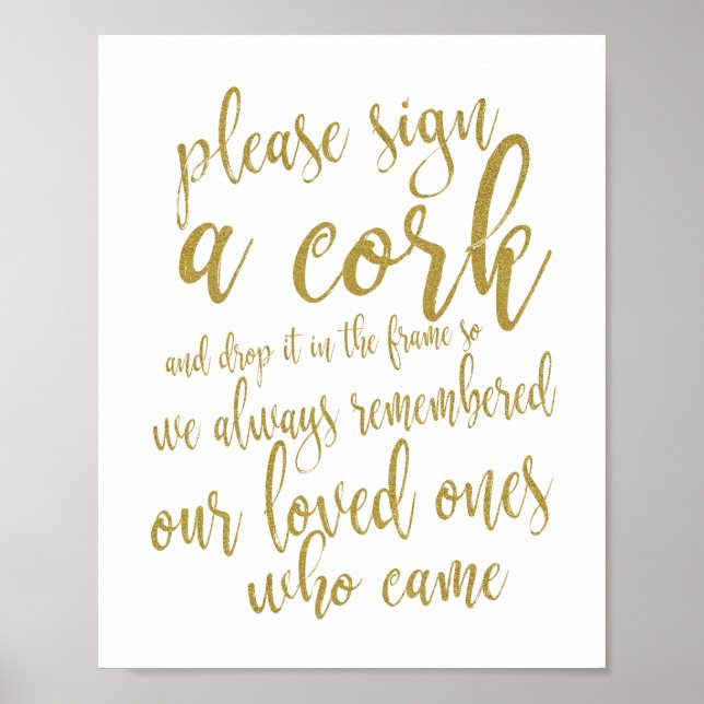 Wein Cork Wedding Gästebuch Gold 8x10 Zeichen (Vorne)