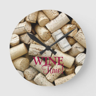 Wein Corks-Wine Time! Runde Wanduhr