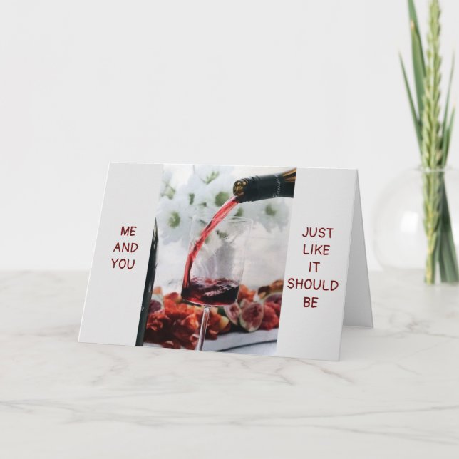 **WEIN, DIE BEIDEN VON UNS UND EINIGE MISTLETOE** KARTE (Vorderseite)