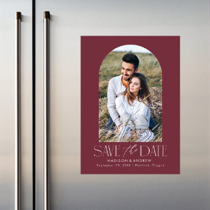 Wein Einfache moderne Arch-Foto-Save-the-Date-Ka Magneteinladung