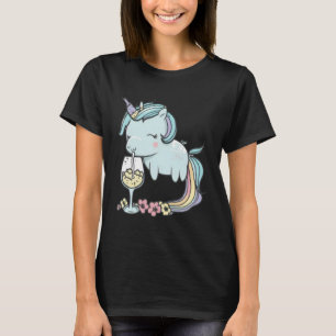 Wein Einhorn Glas Wein Trinken Party Wein Tas T-Shirt