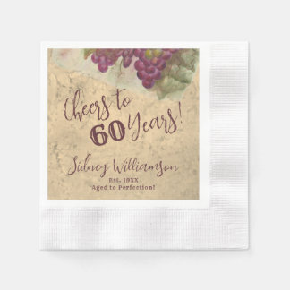 Wein Elegant 60. Geburtstag Prost auf 60 Burgunder Serviette