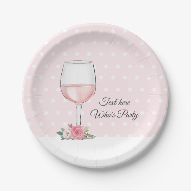 Wein, Erwachsenengeburtstag, Hochzeit, Blumen Pappteller (Vorderseite)