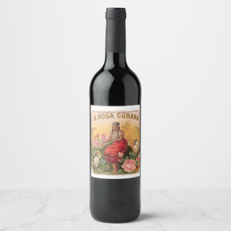 Wein Flasche La Rosa Cubana Diseño Vintage Kuba Weinetikett