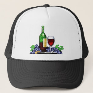 Wein-Flasche u. Glas-Hut Truckerkappe