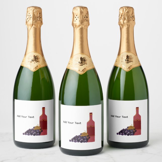 Wein Flaschenetikett mit Trauben (Flaschen)