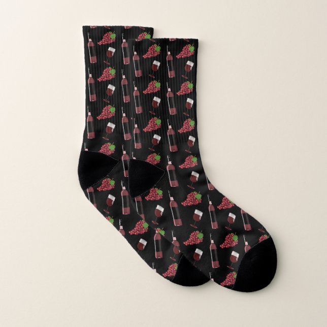 Wein-Flaschenglas-Trauben-lustige gemusterte Socken (Paar)