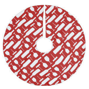 Wein-Flaschenglas-und Korkenzieher-Muster Polyester Weihnachtsbaumdecke