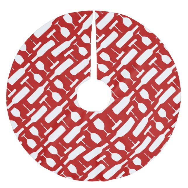 Wein-Flaschenglas-und Korkenzieher-Muster Polyester Weihnachtsbaumdecke (Vorderseite)