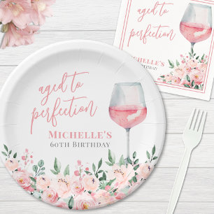 Wein Floral Geburtstagsfeier Pappteller