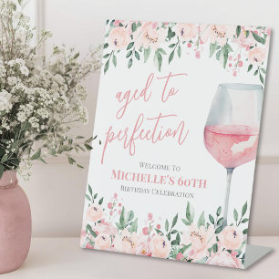 Wein Florale Geburtstags-Party-Willkommensschild Sockelschild
