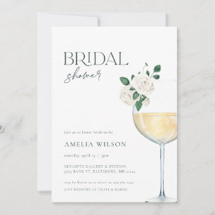 Wein & Florals Minimalistisch Bridal Dusche Einlad Einladung