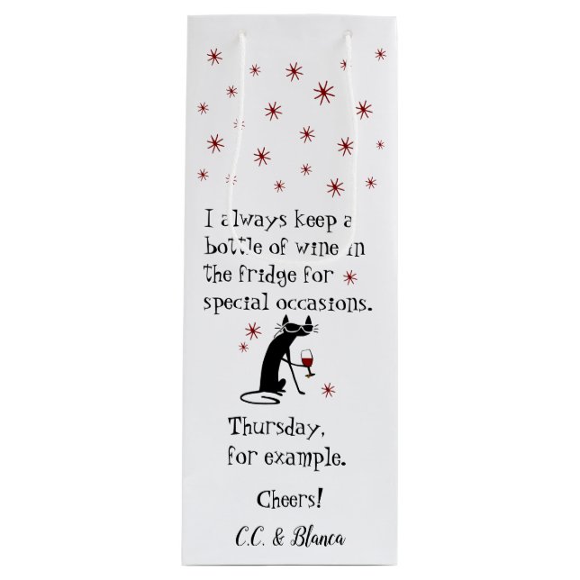 Wein für Besondere Anlass Funny Cat Geschenktüte Für Weinflaschen (Vorderseite)