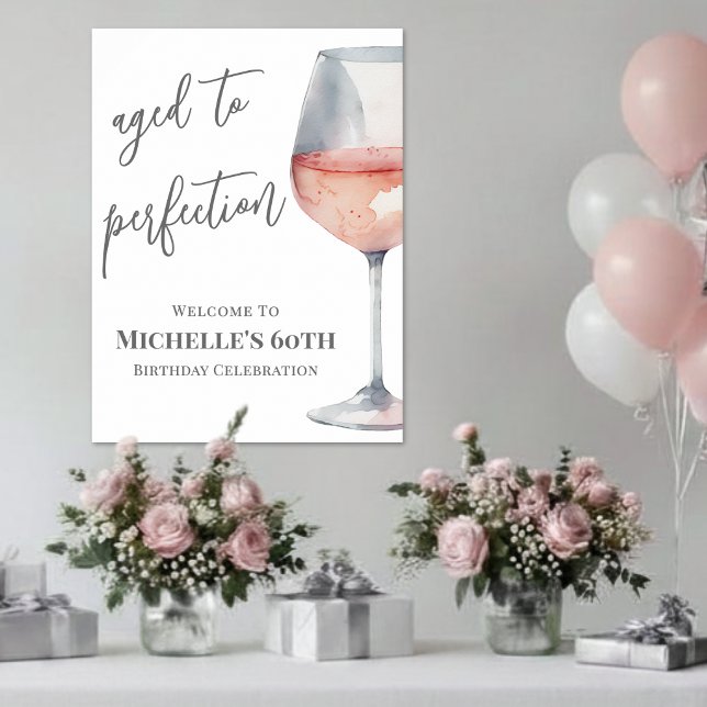 Wein Geburtstagsfeier Willkommensschild Poster (Wine Birthday Party Welcome Sign)