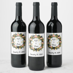 Wein Gefallen für Personalisierte Blume Briefmarke Weinetikett