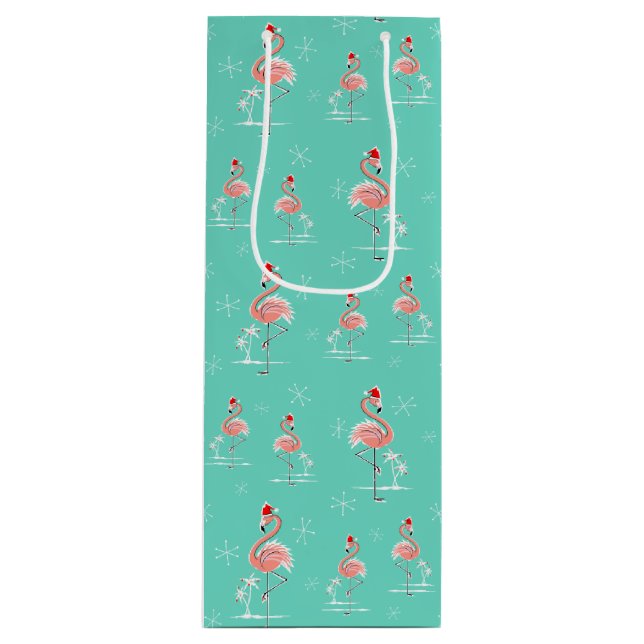 Wein-Geschenktasche des Weihnachtsflamingos multi Geschenktüte Für Weinflaschen (Vorderseite)