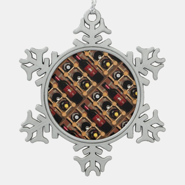Wein-Gestell abstrakt Schneeflocken Zinn-Ornament (Vorderseite)