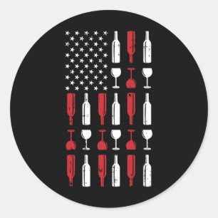 Wein Gl 4. Juli Vintage US-Flagge Patriotic Dri Runder Aufkleber