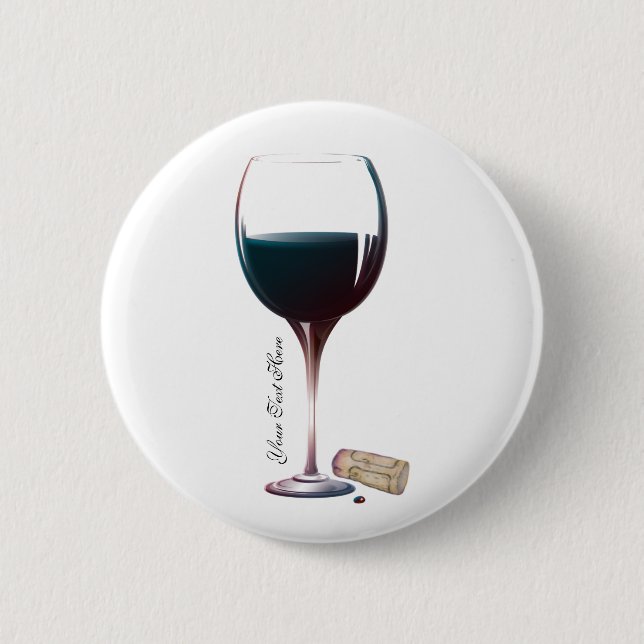 Wein-Glas-Kunst-personalisiertes Logo Button (Vorderseite)