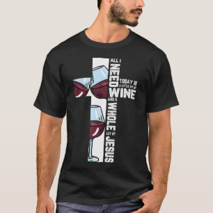 Wein Glas trinken Kreuz Jesus Christlichen Alkohol T-Shirt