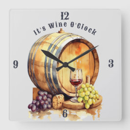 Wein Glas Wein Fass Wein Weintrauben O'clock Quadratische Wanduhr