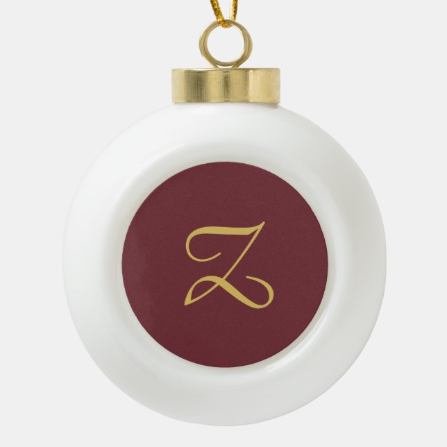 Wein Gold Monogram Beruflich Trendy Modern Keramik Kugel-Ornament (Vorderseite)