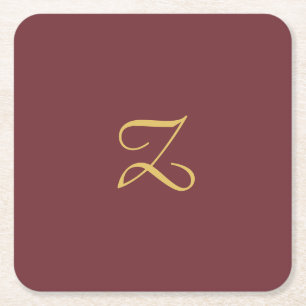 Wein Gold Monogram Beruflich Trendy Modern Rechteckiger Pappuntersetzer