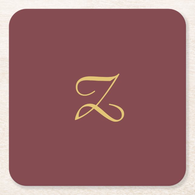Wein Gold Monogram Beruflich Trendy Modern Rechteckiger Pappuntersetzer (Vorderseite)