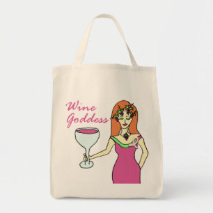 Wein-Göttin-Rosa-Band-Brustkrebs-Bewusstsein Tragetasche