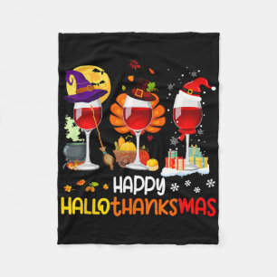 Wein Halloween Erntedankfest Weihnachten Frohe Hal Fleecedecke