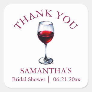 Wein-Hochzeitsdusche-Geschenk-Tags-Aufkleber Quadratischer Aufkleber