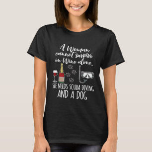 Wein Hunde und Tauchen Lustiger Prosecco Champagne T-Shirt