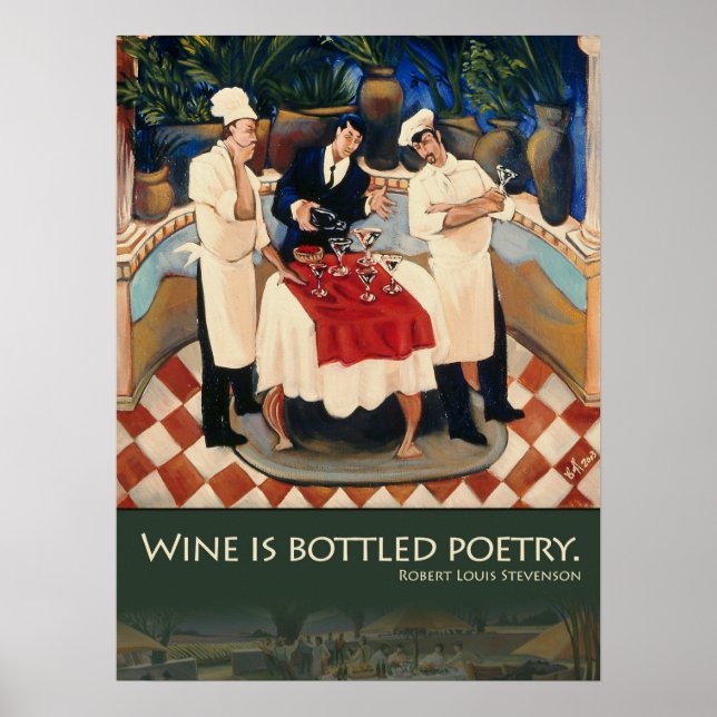 Wein ist abgefülltes Poster (Vorne)